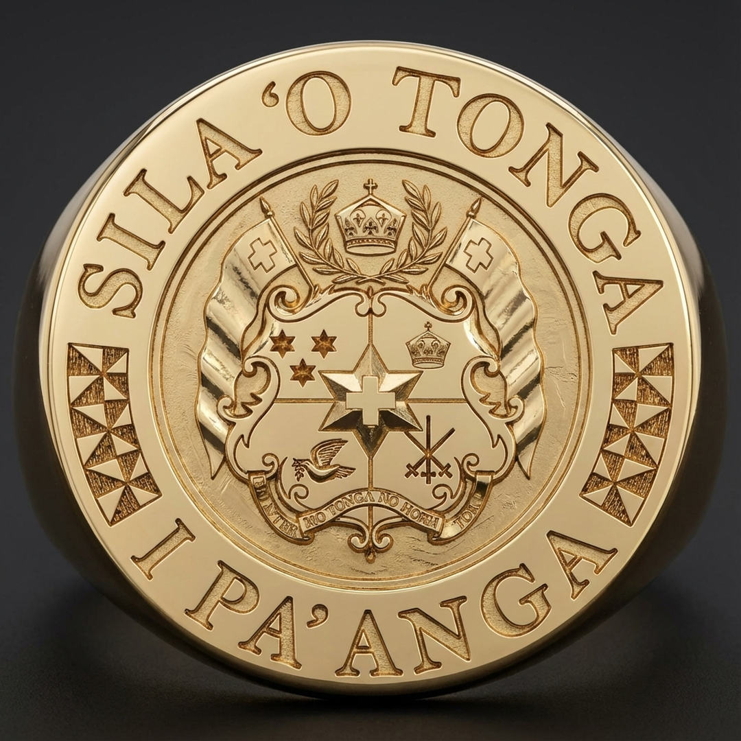 Custom “Sila ‘o Tonga” Ring – Pa‘anga Emblem Edition