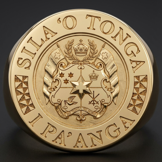 Custom “Sila ‘o Tonga” Ring – Pa‘anga Emblem Edition