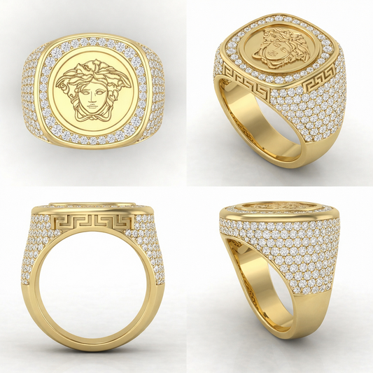 Custom 9K Solid Gold Medusa Ring with 2.5ct Lab Diamonds – Instalment Order