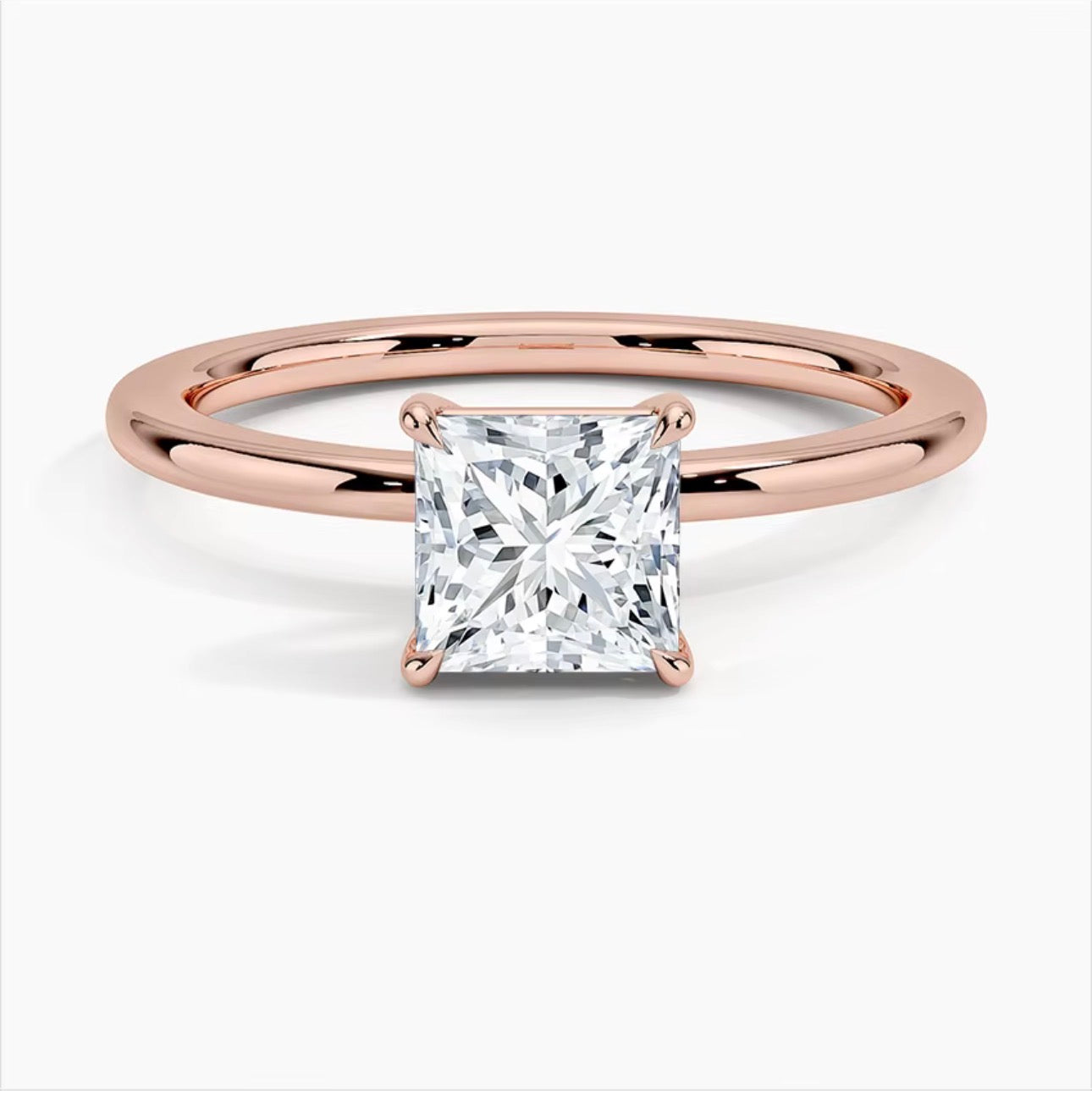 Lab-Grown Princess Cut Diamond Ring – Luxury Solid Gold
